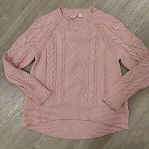 Girls Pink Cable Knit Sweater
